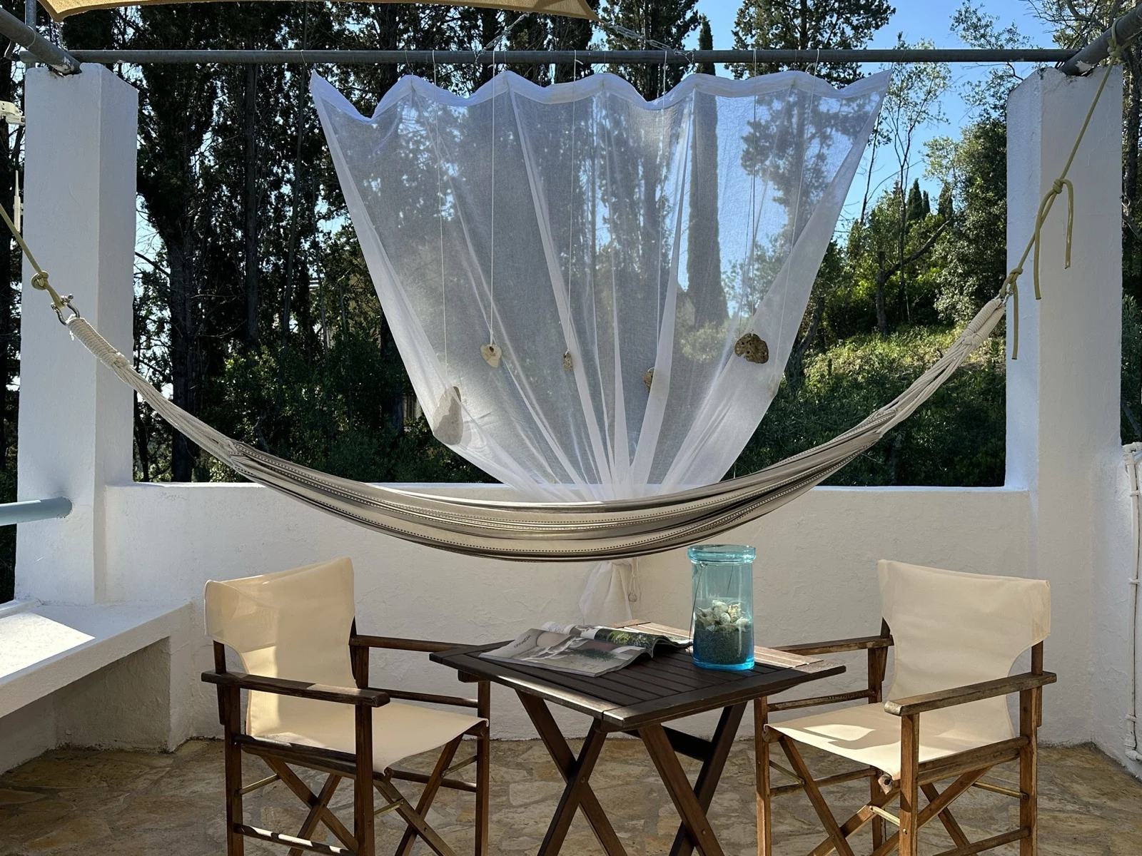 Hammock on the terrace with sea view